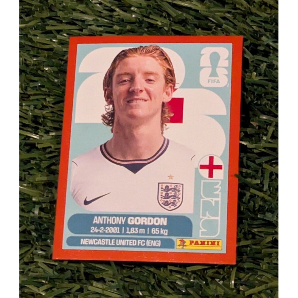 Panini FIFA World Cup Anthony Gordon #26 Newcastle United England Sticker (Red)